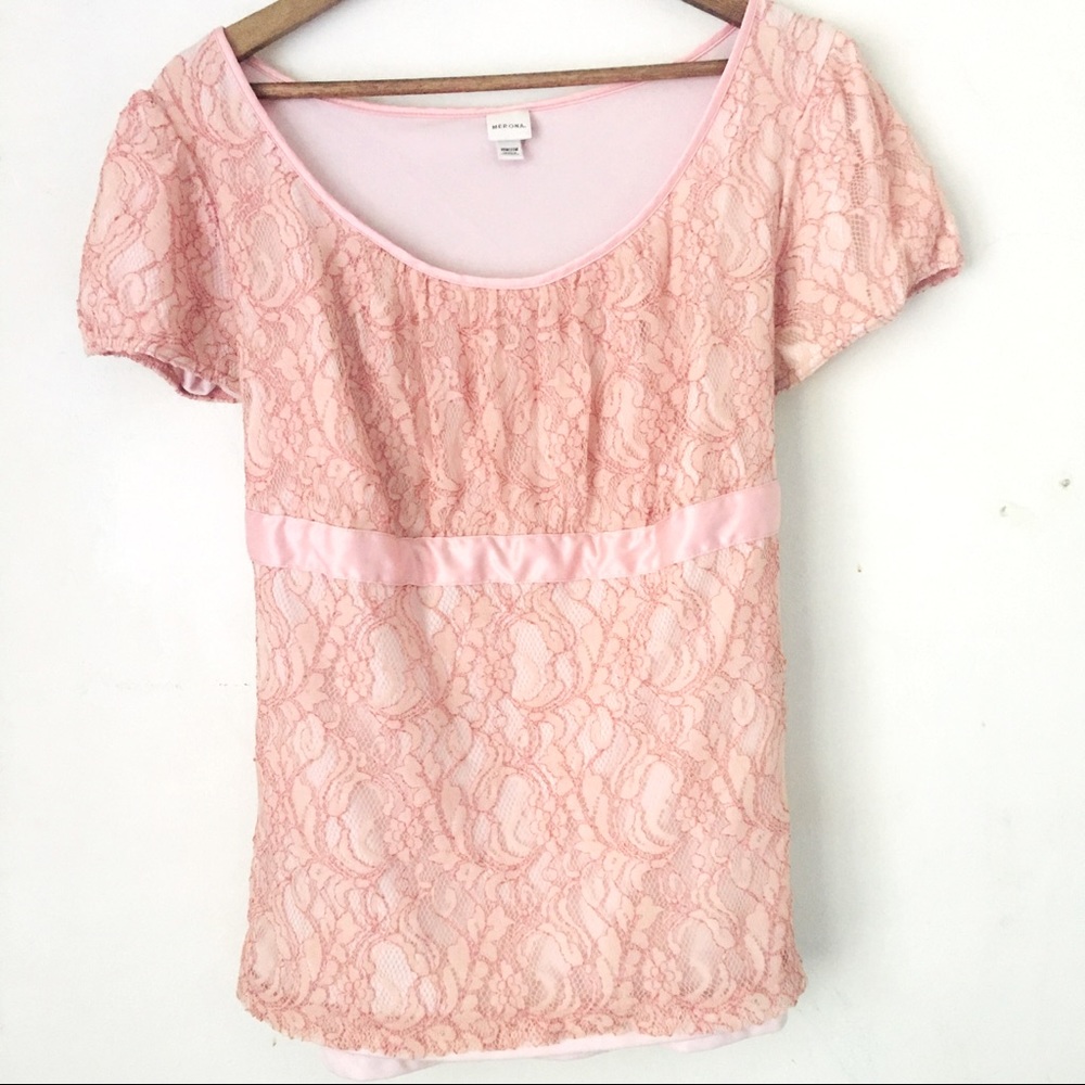 Merona Pink Lace Babydoll Blouse 20W